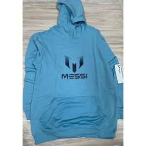 Messi Mens Light Blue Hoodie Sweatshirt Pullover Logo Graphic Size XXL